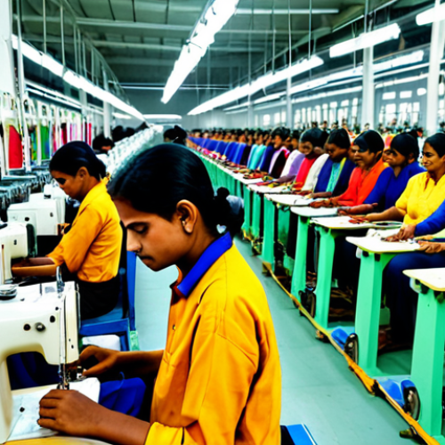 **

"A bustling sewing factory in India, vibrant with colorful threads, skilled artisans working diligently at sewing machines, creating beautiful garments, fully clothed, appropriate attire, safe for work, professional, perfect anatomy, natural proportions, high quality, photograph."

**