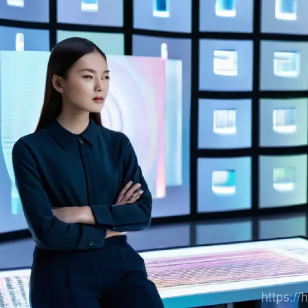 의류기술 업무 자동화 사례 - **Prompt:** "A futuristic fashion design studio, where a stylishly dressed female designer, appearin...