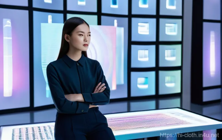 의류기술 업무 자동화 사례 - **Prompt:** "A futuristic fashion design studio, where a stylishly dressed female designer, appearin...