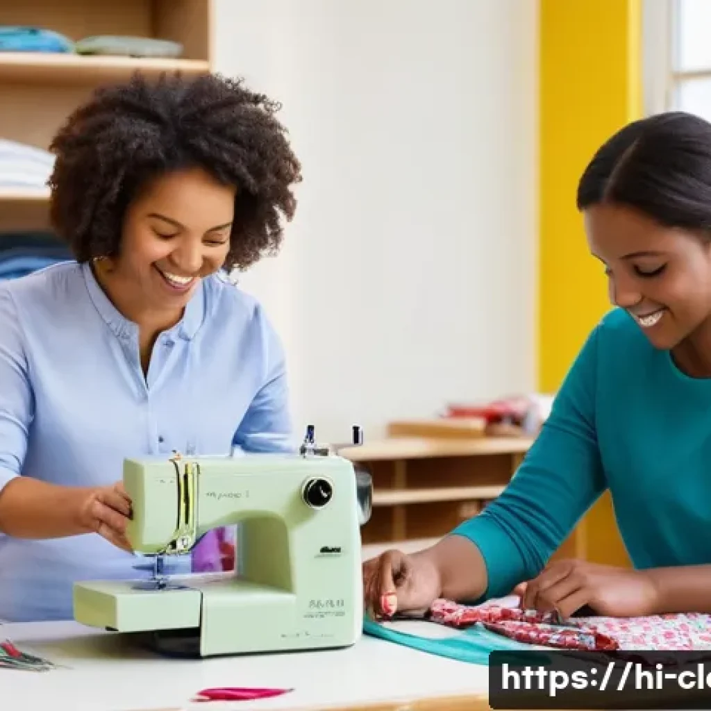 의류 봉제 실습장 추천 - **Prompt 1: Basic Sewing Workshop Scene**
    "A bright and welcoming sewing workshop. Diverse group...