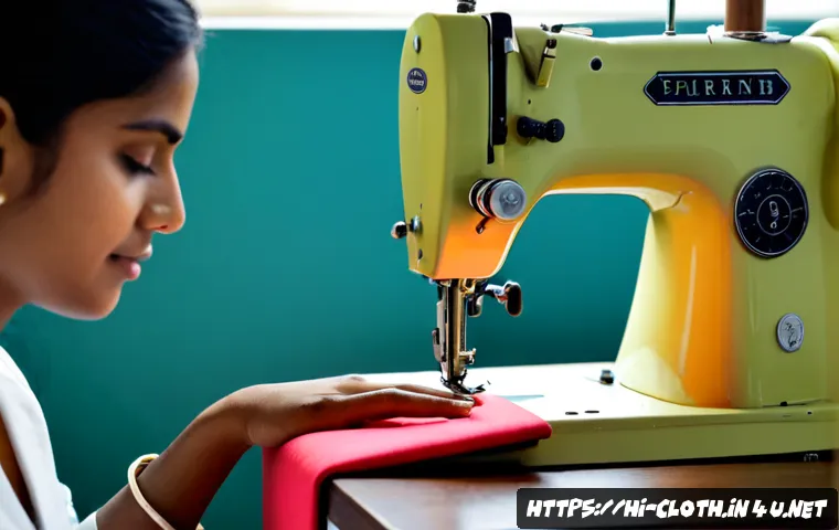 의류 봉제 기술 심화 학습법 - Photorealistic Indian fashion design student in a bright tailoring workshop, carefully practicing ad...